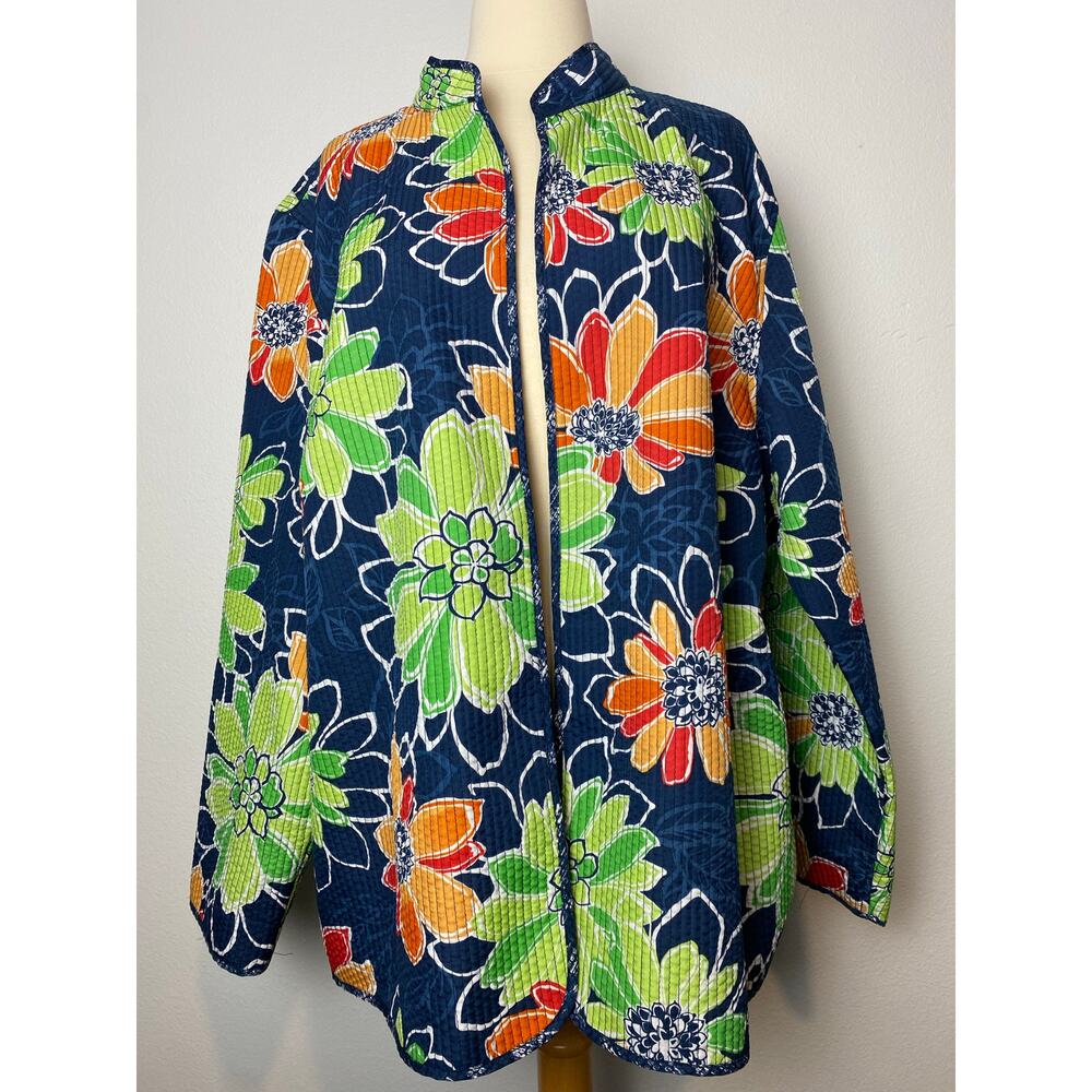 Alfred Dunner Sz 22 Reversible Quilted Lightweight Open Front Jacket